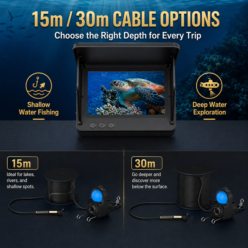 جهاز كشف الأسماك مع كاميرا تحت - مراجعة Fishing Depth Finder وسعره
