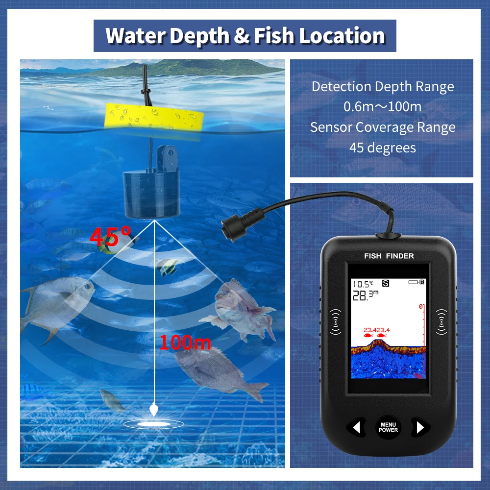 جهاز إلكتروني محمول Erchang XF - مراجعة Fish Finder Transducer وسعره